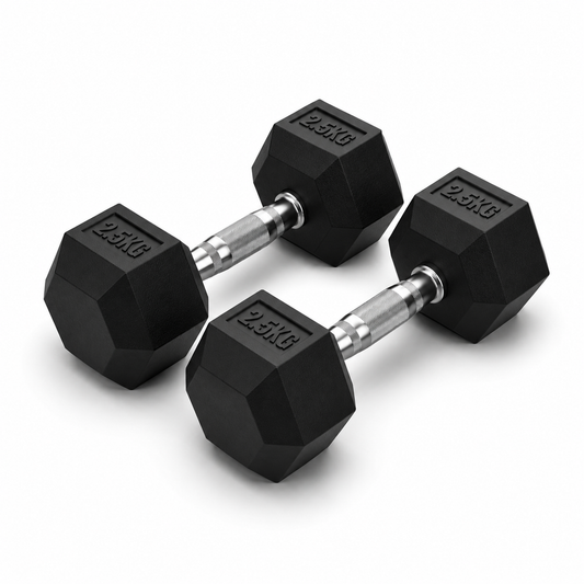 Premium Rubber Hex Dumbbells (2.5kg - 32.5kg)