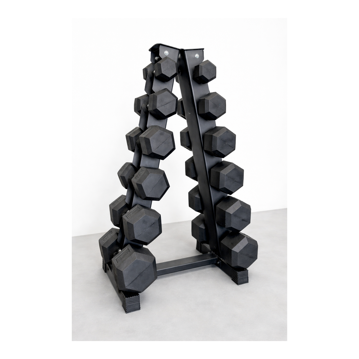 105kg Rubber Hex Dumbbell Set with Heavy Duty Rack