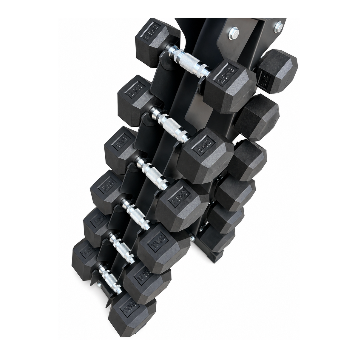 105kg Rubber Hex Dumbbell Set with Heavy Duty Rack