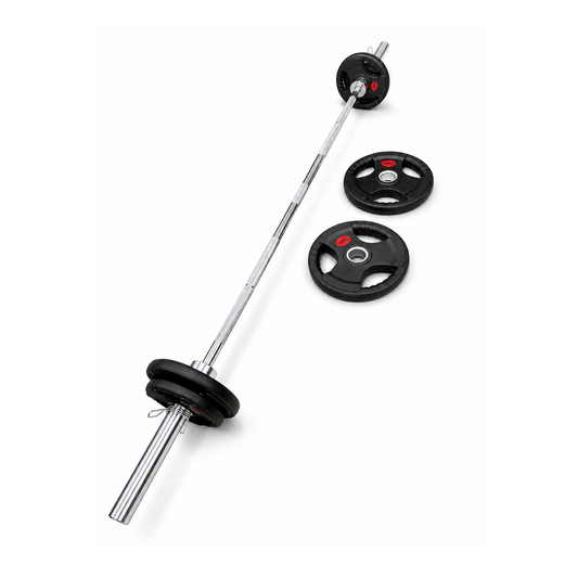 55KG Olympic Barbell & Rubber Weight Plate Bundle