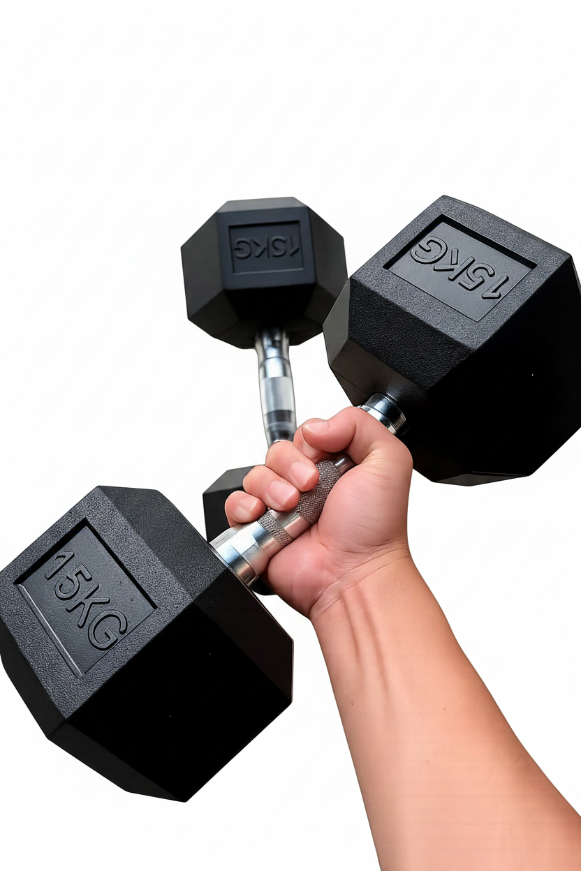 105kg Rubber Hex Dumbbell Set with Heavy Duty Rack